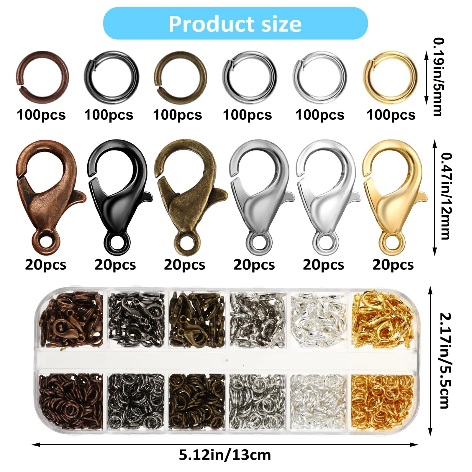 Jewelry Findings Set Open Jump Rings Split Rings Lobster Clasps 6 Colors Hooks For Jewelry Making DIY Handicraft Supplies