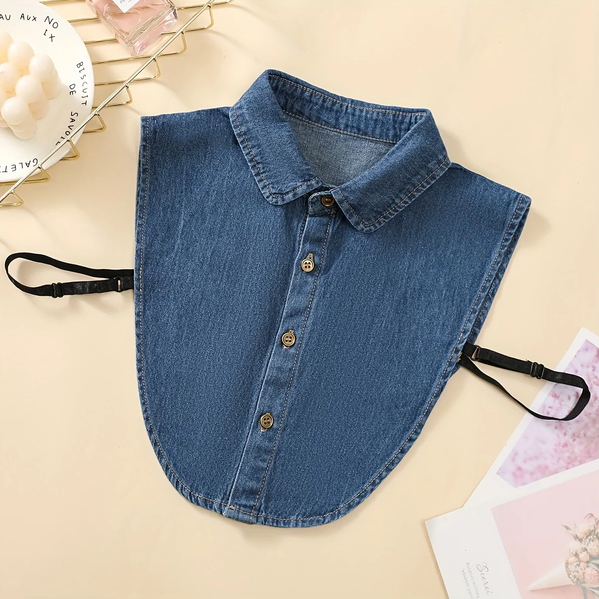 Colletto falso in denim elegante unisex Mezza camicia semplice tinta unita Colletto Dickey Colletto falso abbinato professionale