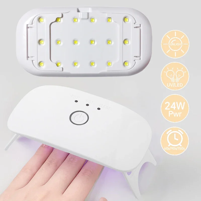 24W Rechargeable UV LED Nail Lamp for Nails Gel,Mini Nail Dryer UV Light for Resin Curing