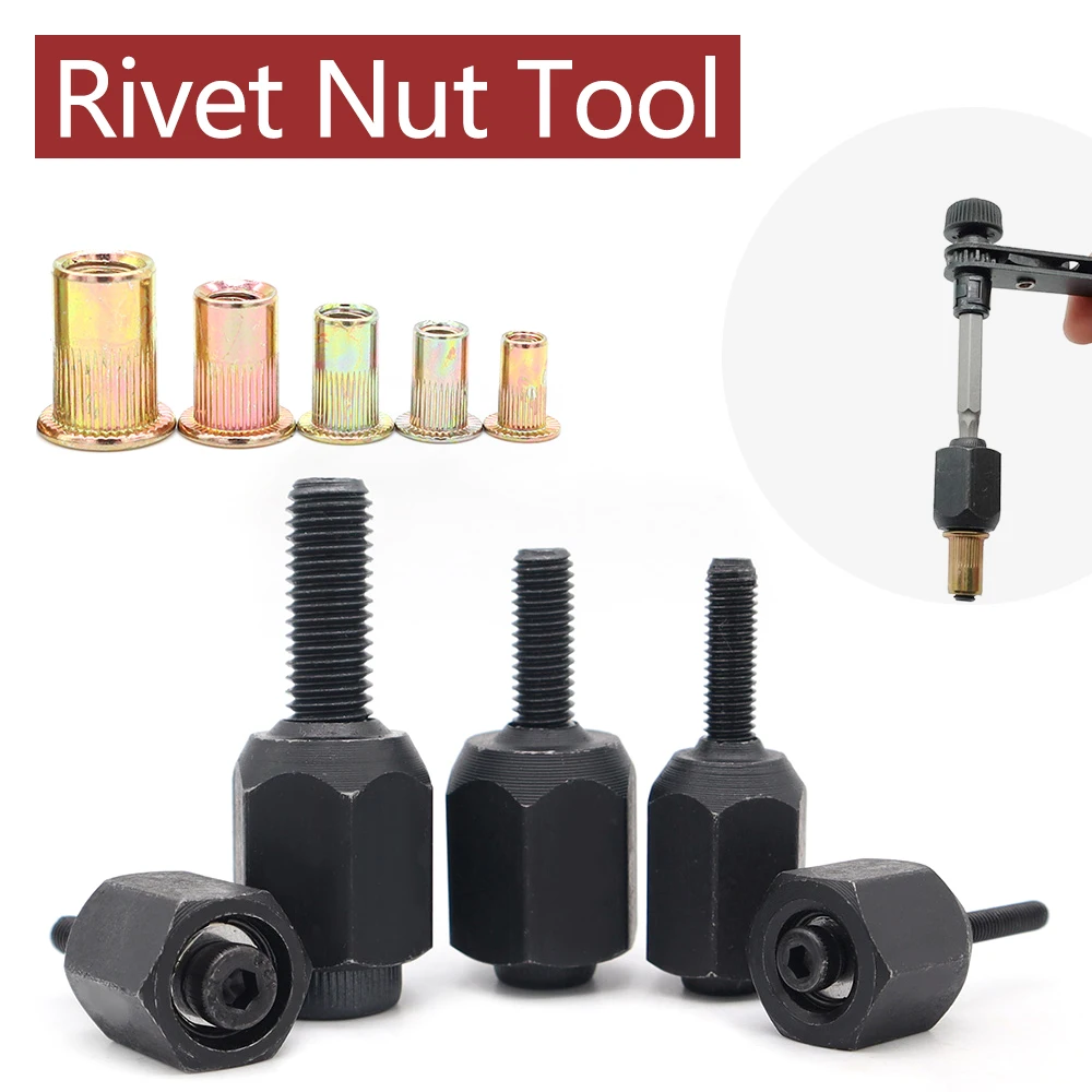 Rivet Nut Tool Boor Adapter Hand Klinken Moer Pistool Hoofd Dunne Ijzeren Handleiding Elektrische Klinkhamer Rivnut Tool Accessoire M3 M4 m5 M6 M8