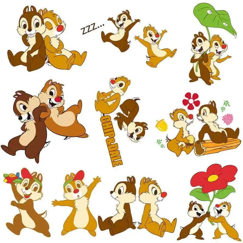 Miniso Co ذات العلامة التجارية IP Chip 'n' Dale تي شيرت ملصقات حرارية الملابس التصحيح زين نقل الحرارة الحديد على سترة الأطفال #1