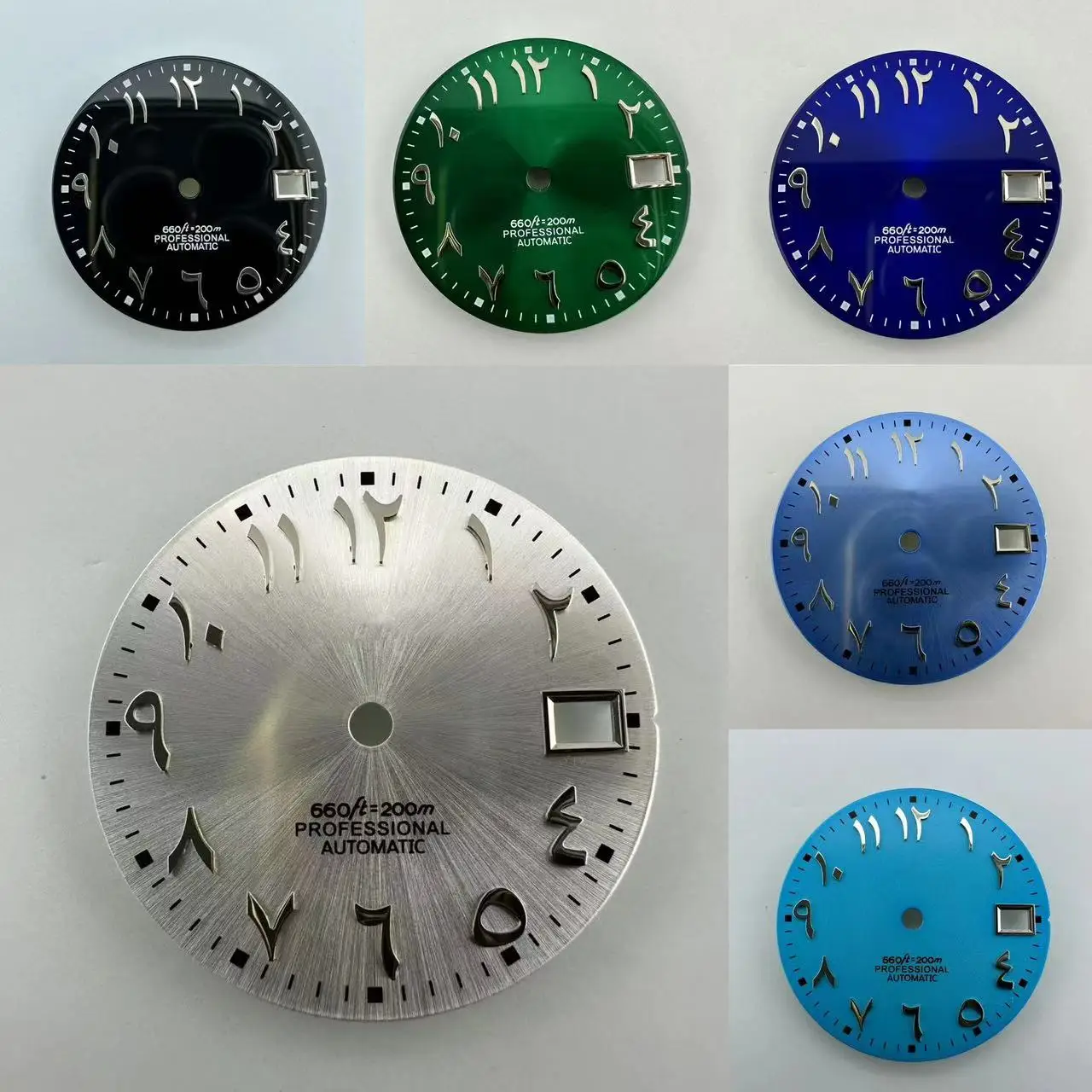 28.5mm Arabic Hot selling green blue numerals s logo sub dial no Luminous s dial Suitable nh dial 35 movement watch accessories