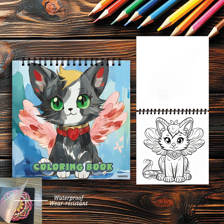 Cute Winged Cat Coloring Book - 8.27×8.27 Inches, 22 Pages. Perfect for Cat and Cute Creature Lovers' Relaxation