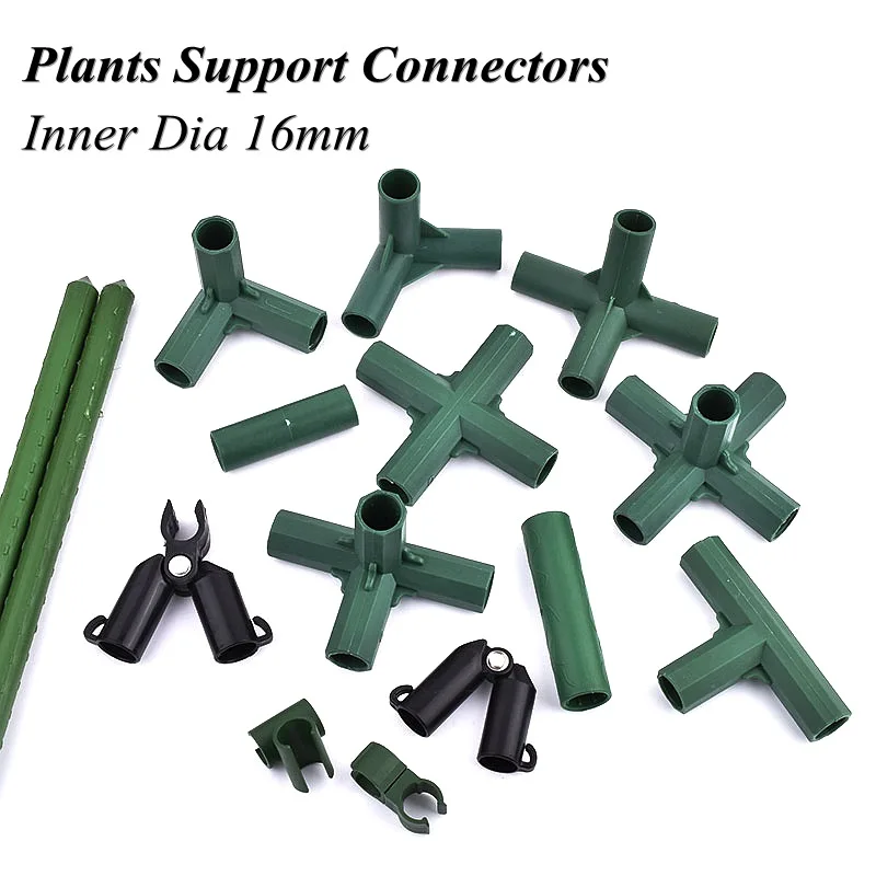 10Pcs 16mm Plants Gardening Bracket ,2/3/4/5-way Pipe Garden Greenhouse Bracket Rod Joints Frame Building Fixed Accessories DIY