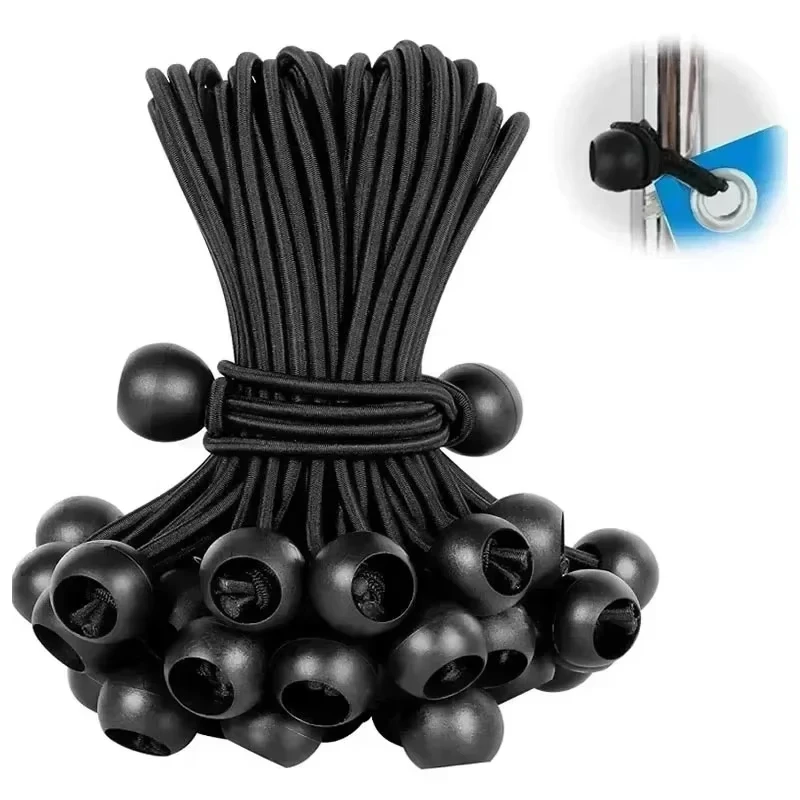20Pcs Bungee Ball Tarps Canvas Tarpaulin Flagpole Ties Cord Ends Elastic Rope Lace Fixed Boat Pole Camping Tent Accessories