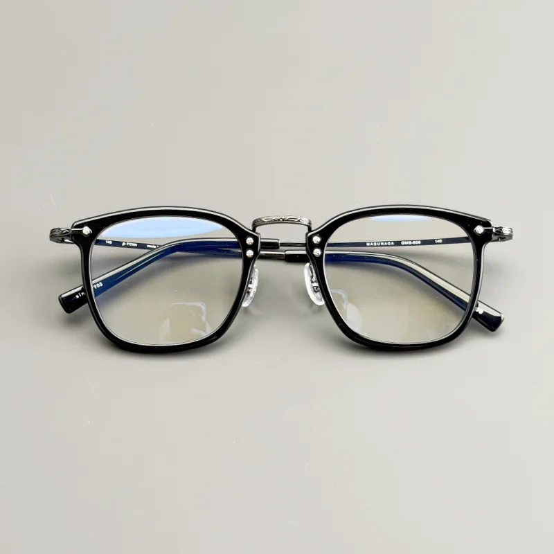 

Ultra-light mid-grade pure titanium spectacle frame GMS806 retro square black frame optical prescription glasses for men and wom