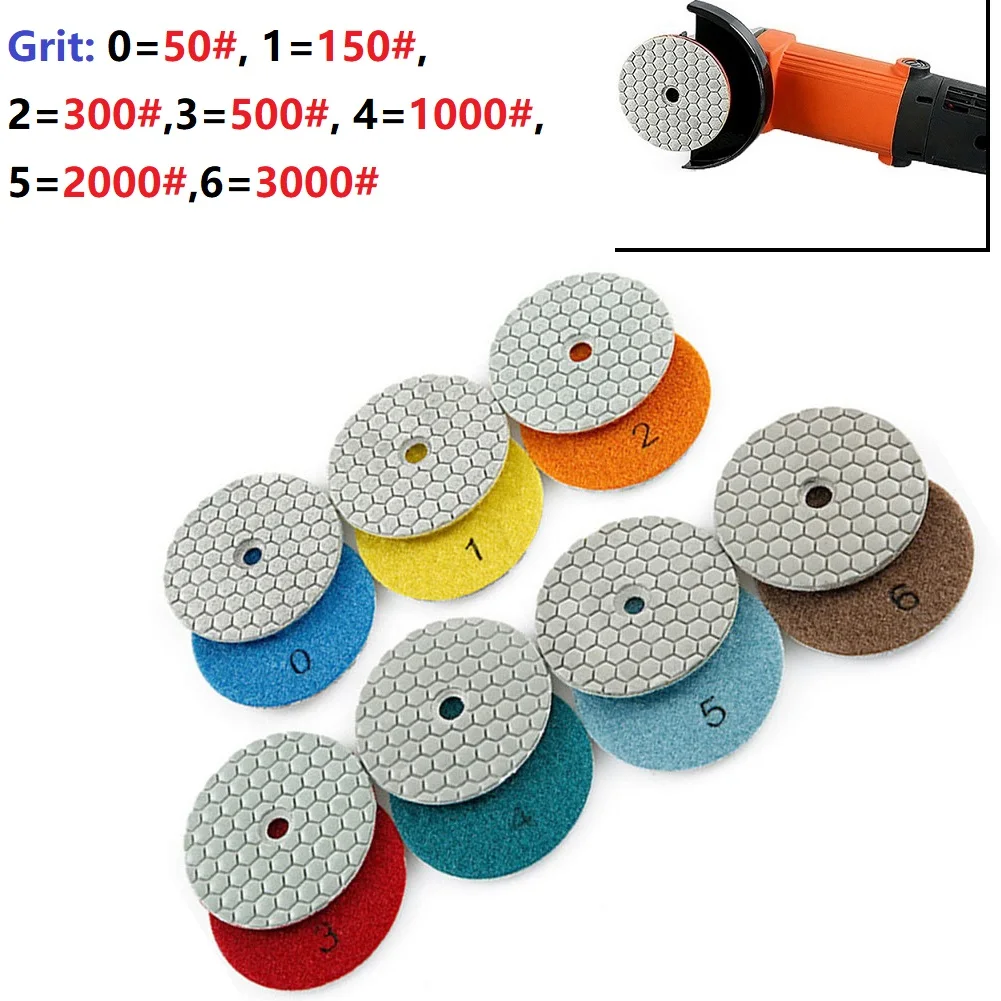 Diamond Dry Polishing Pad 50-3000Grit Flexible Grinding Wheel 3Inch80mm Granite Marble Stone Concrete Sanding Disc Abrasive Tool