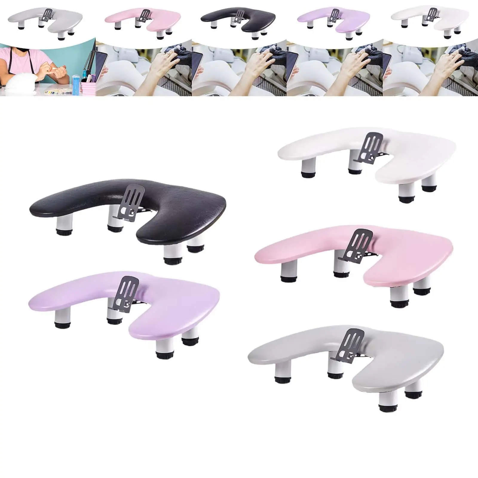 

Manicure Arm Rest with Mobile Phone Holder Professional U Shaped for Salon