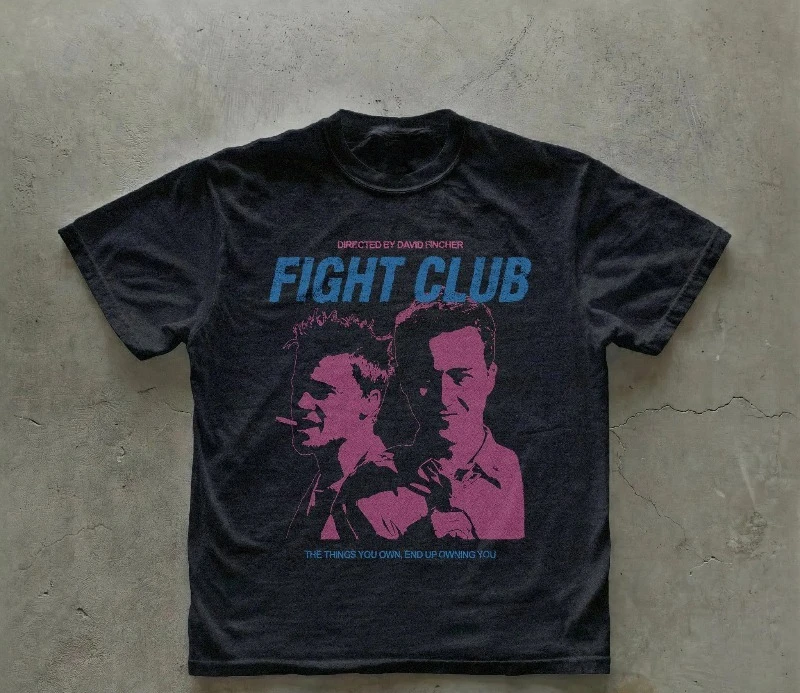 Fight Club T-Shirt, Retro Movie Art Tee, David Fincher Cult Film, Minimalist Tyler Durden Graphic, Unisex Cotton Tee