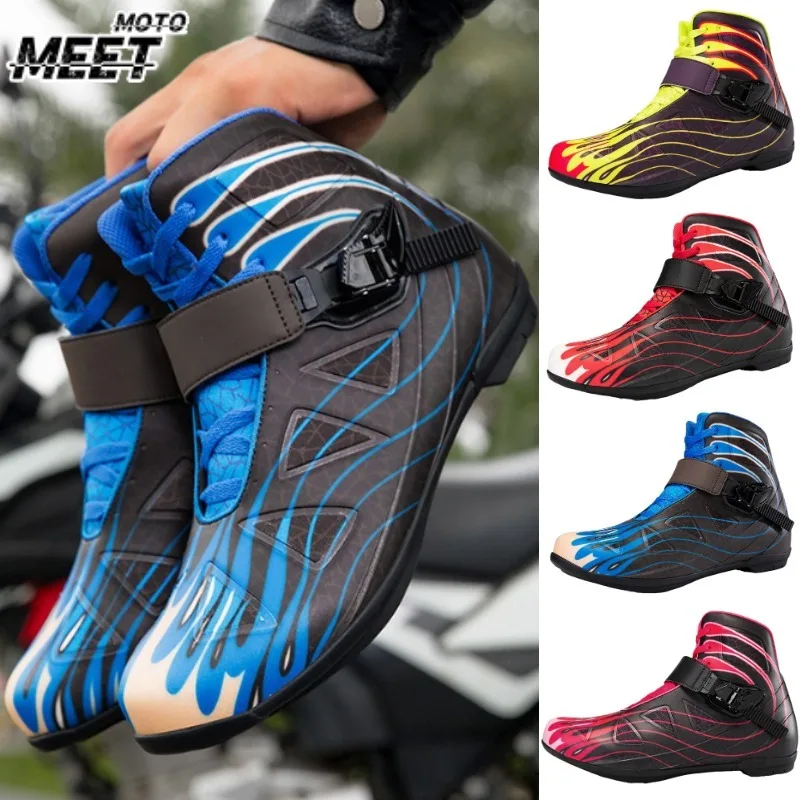 Moto flame Racing Motocross shoes Off-Road Motorbike Shoes New Riding Tribe Men Motorcycle Boots Botas Moto Riding Boots