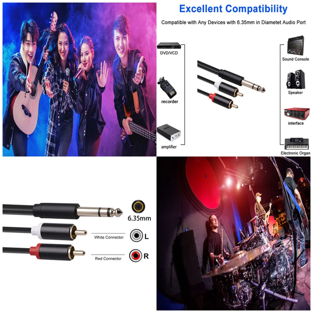 

Audio Y Adapter Cable Aluminum Alloy Plug High-Fidelity Oxygen-Free Copper Gold-Plated TRS Jack to for Mixer Amplifier