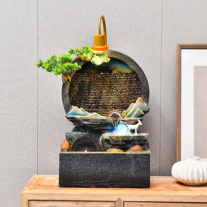 Yjq modern miniature landscape flowing water ornament home living room bedroom desktop decoration housewarming opening gift
