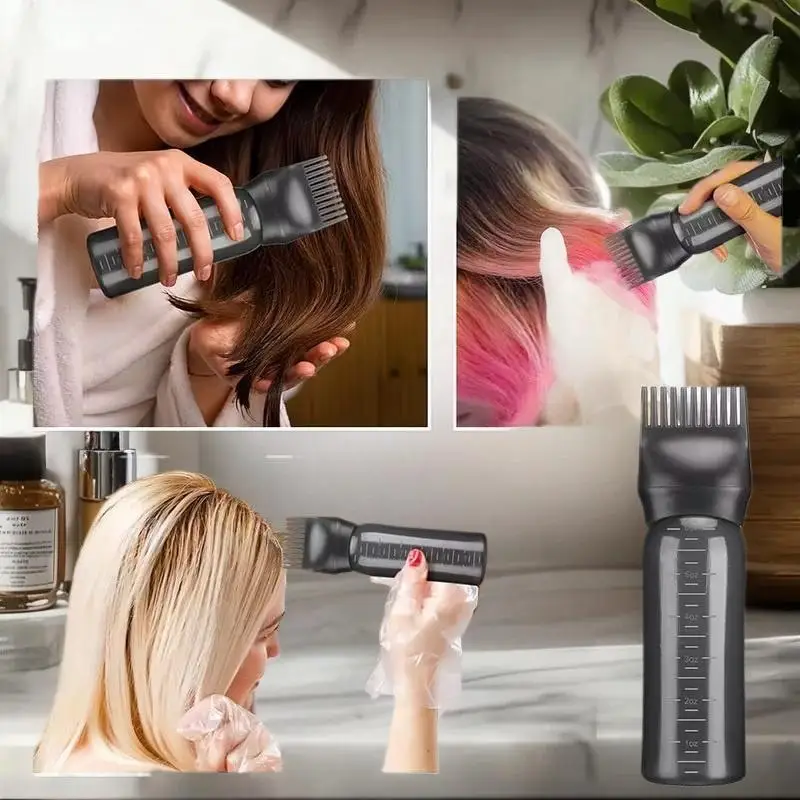 【L】2Pcs Shampoo Brush Head Scalp Massage Comb Hair Dye Tint Oil Applicator Bottle With Brush Barber Salon Hair Styling Tools