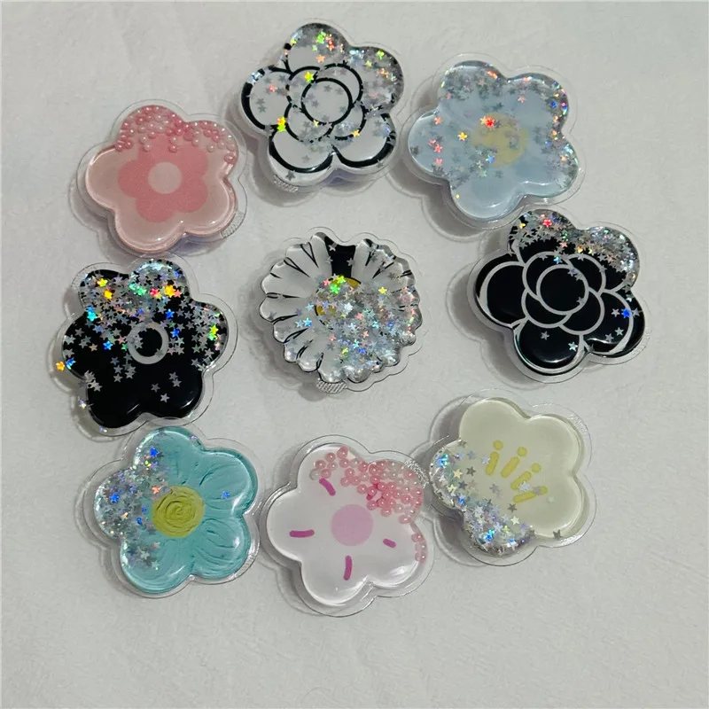 

Держатель для мобильного телефона с цветком розы и зыбучим песком, складная ручка, гнездо для тока, кольцо на палец, кронштейн, аксессуары для Iphone 16, все телефоны