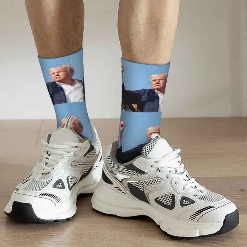 Calcetines personalizados de Trump Will Be Back para hombre, calcetines de vestir Unisex, Kawaii, americano, EE. UU., primavera, verano, Otoño e Invierno