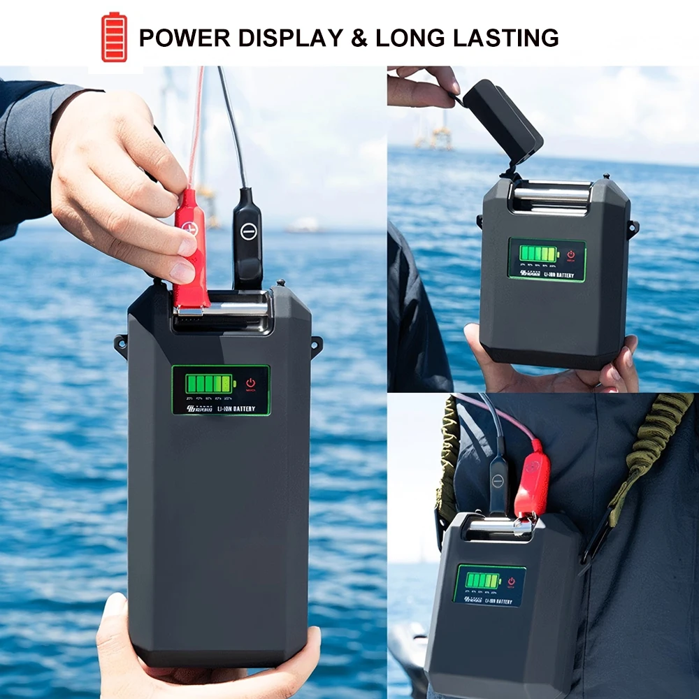 battery for shimano electric reel YL-HLOT Battery.14.8V 10000 mAh. IP65 Waterproof. Suitable deep sea Fishing. Rust Proof casing. Include a 59'' Power Cord. Compatible with Daiwa & Electric Fishing Reels (Black) the thrill of fishing New Arrival 14.8V 7000mAh Dl-7000