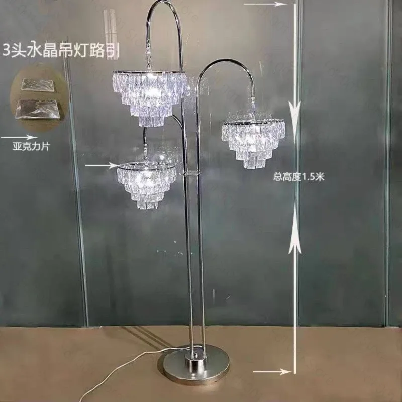 electroplated wrought iron three-headed ice bar road guide wedding props crystal road guide arrangement decorative ornaments