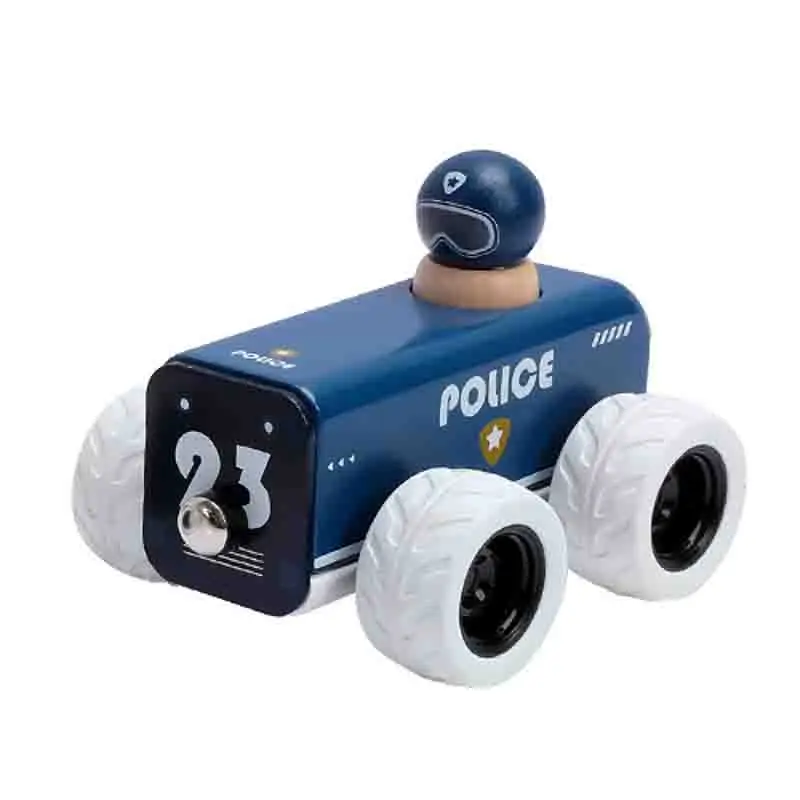 Motores de bomberos de madera, automóviles de policía y ambulancias; Cochecitos retráctiles; Juguetes de madera para la educación infantil; Regalo de cumpleaños