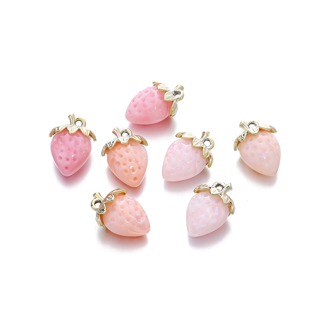 5Pcs/Lot 23*32mm Acrylic Strawberry Pendants Charms For DIY Necklace Pendant Jewelry Making Accessories Wholesale