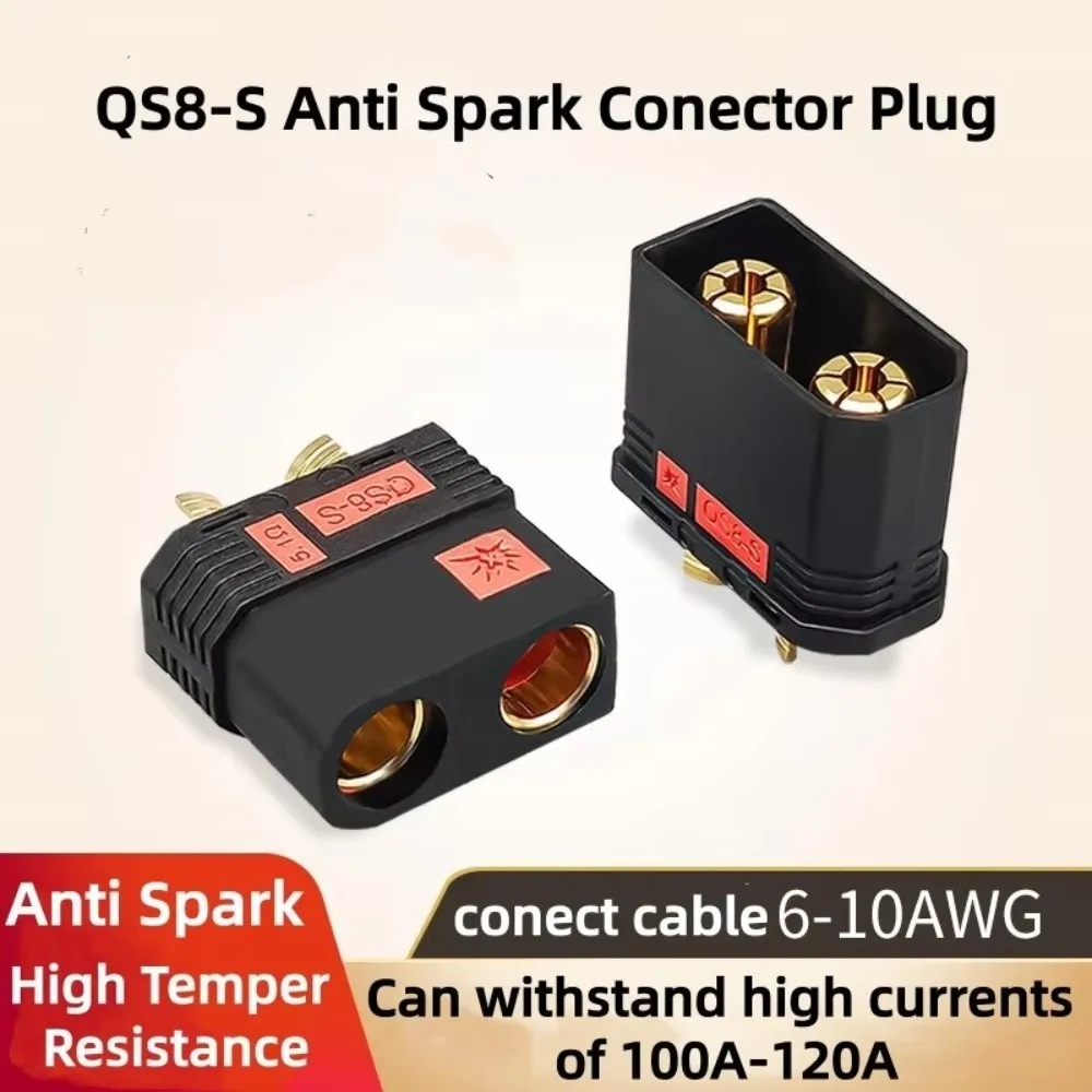 New High Current QS8-S Connector Anti Spark Black QS8-S M F Plug Set Gold Plated RC Accessories for RC Model Car