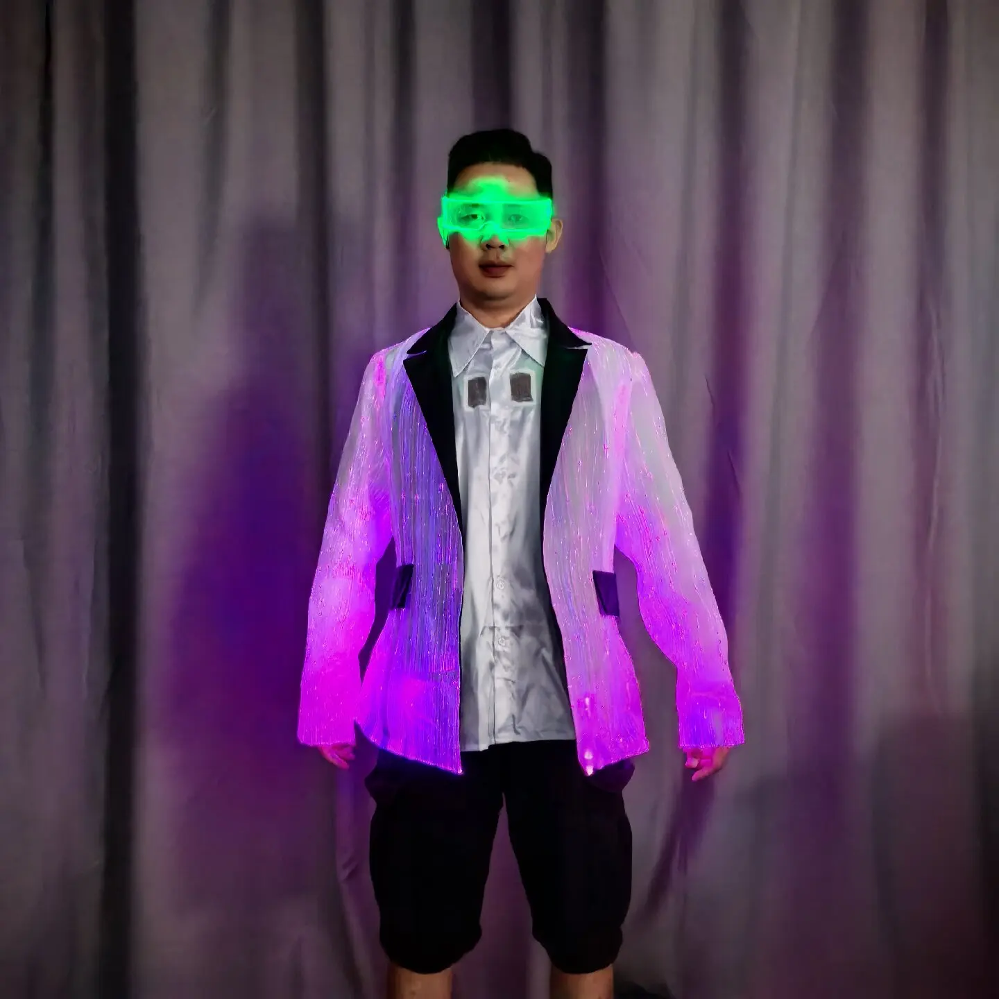 

Live Host Outerwear Performance Ceremony Fiber Optic Suit Atmosphere Clothes Long Sleeve Short Pants All Seasons