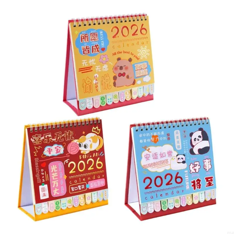 

2025 New 2026 Mini Wire Binding Calendar Standing Small Desktop Calendar Memo Decors