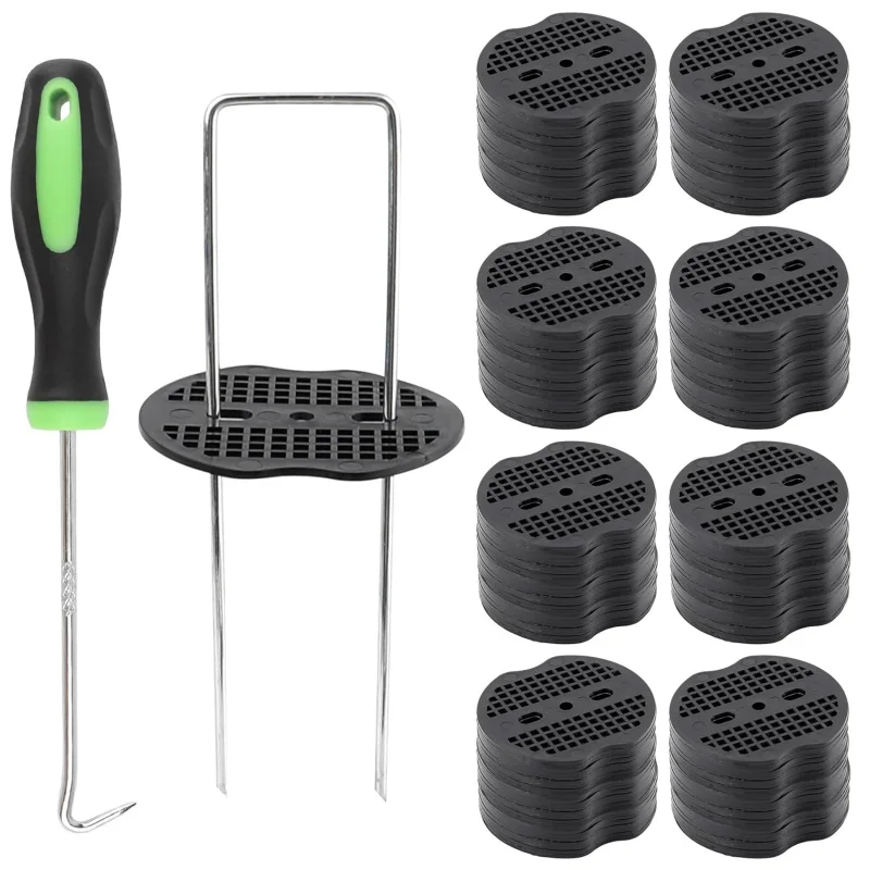 100/200/400pcs Gauge Inch Hot-dip Galvanized Landscape Staples + Gaskets Plant Cover Stakes Tent Stakes Garden Stakes