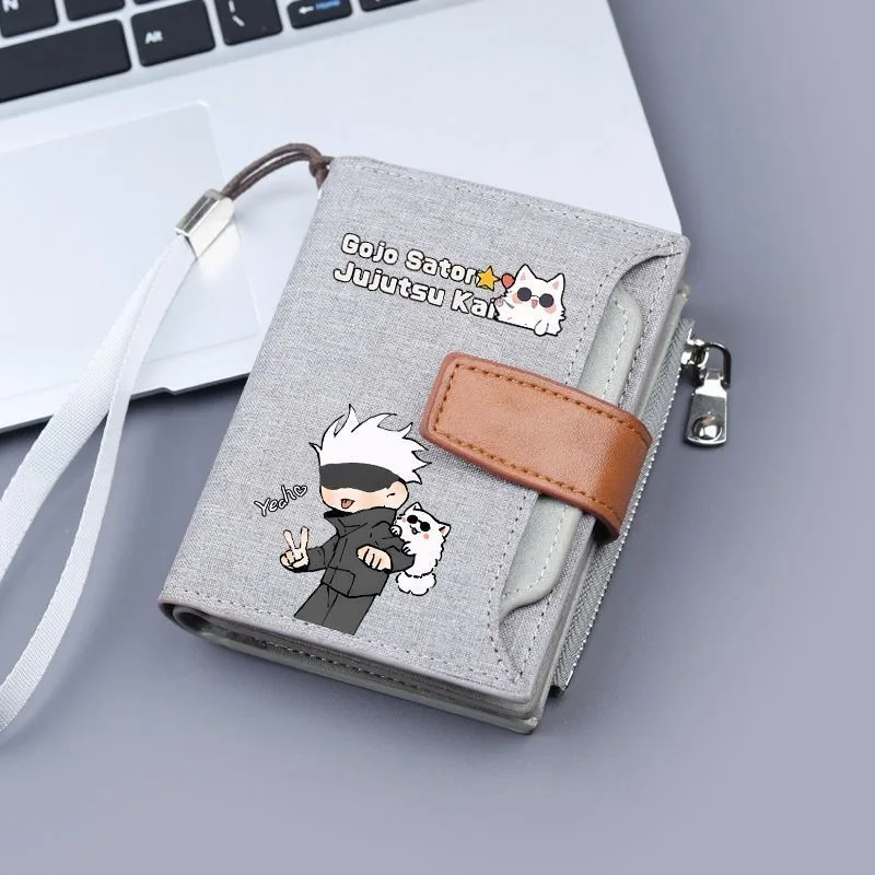 

Cartoon Jujutsu Kaisen Itadori Yuji Gojo Satoru Cute Peripheral Q Version Portable Wallet Kawaii Printed Change Folding Wallet