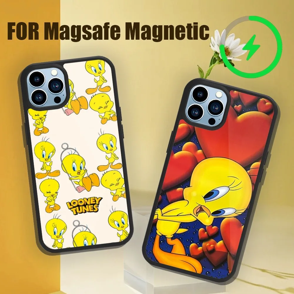 Cartoon T-Tweety Bird P-Piolin Phone Case For iPhone 13 12 11 14 15 Pro Max Plus Magsafe Magnetic Wireless Charging