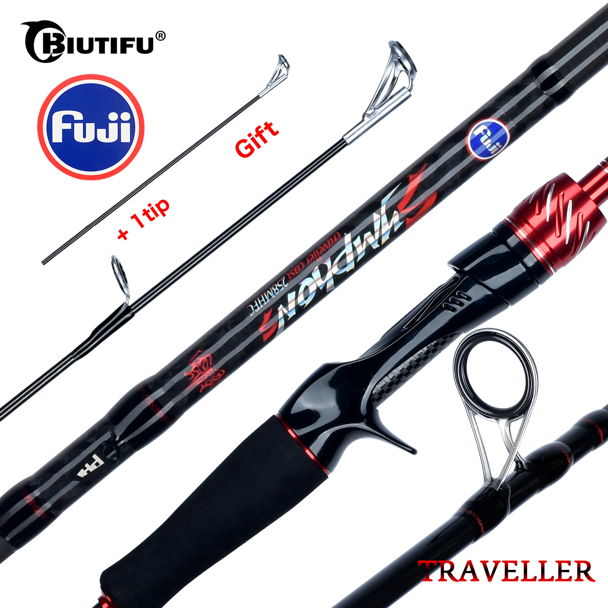 BIUTIFU Traveller Spinning Casting Fuji Lure Mini Rock Fishing Rod 1.8/2.1/2.4/2.7/3.0m Carbon Baitcasting Ultralight Fast 5-42g