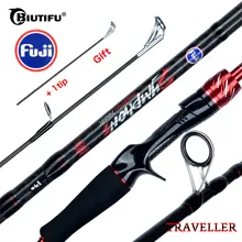 BIUTIFU-Ultralight Carbon Baitcasting Vara De Pesca, Spinning Casting, Fuji Lure, Mini Viagem, Rocha, Viagem, 3.0, 2.4, 2.1, 1.8m, T800Carbon, 5-42g