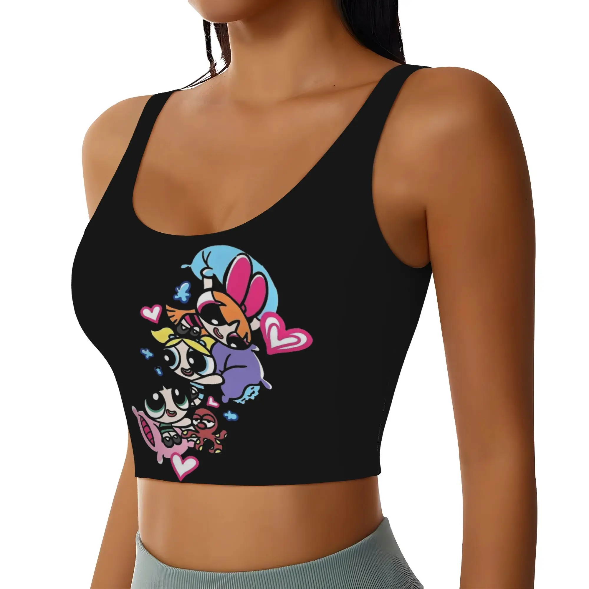 Custom Poweres Anime Puffes Workout Crop Tank Tops for Women Seamless Buttercup Blossom Bunny  Yoga Running Sports Bras