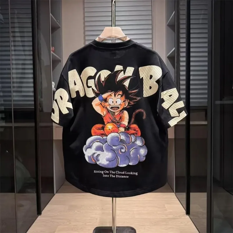 Dragon Ball anime mercadoria dos desenhos animados Son Goku camiseta verão moda masculina elegante legal manga curta top roupa pai-filho