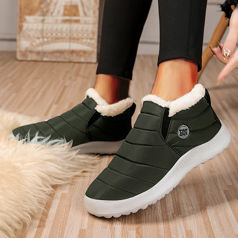 Women's Boots Snow New Women Shoes Slip On Shoes Women Solid Unisex Waterproof Ankle Boots Flat Winter Boots Women Botas Mujer - Image 5