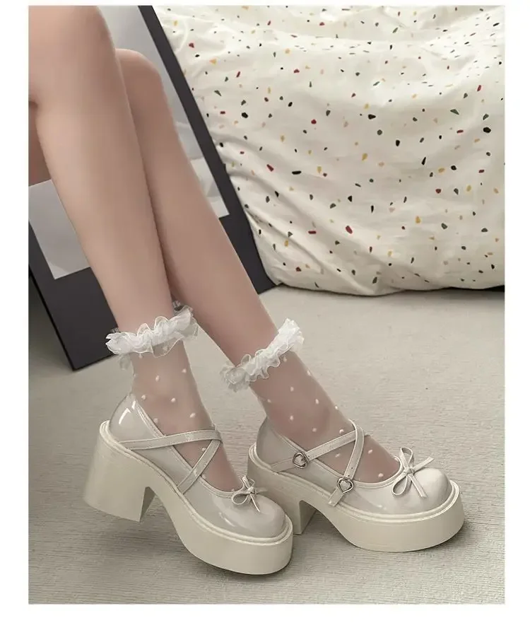 Damen-Pumps mit runder Zehenpartie für den Frühling, Mary Janes-Schuhe mit klobigem Absatz, Plateauschuhe für Damen, Kleiderschuhe für Studentinnen, Lolita-Schuhe mit Absatz für Damen – Detail 4
