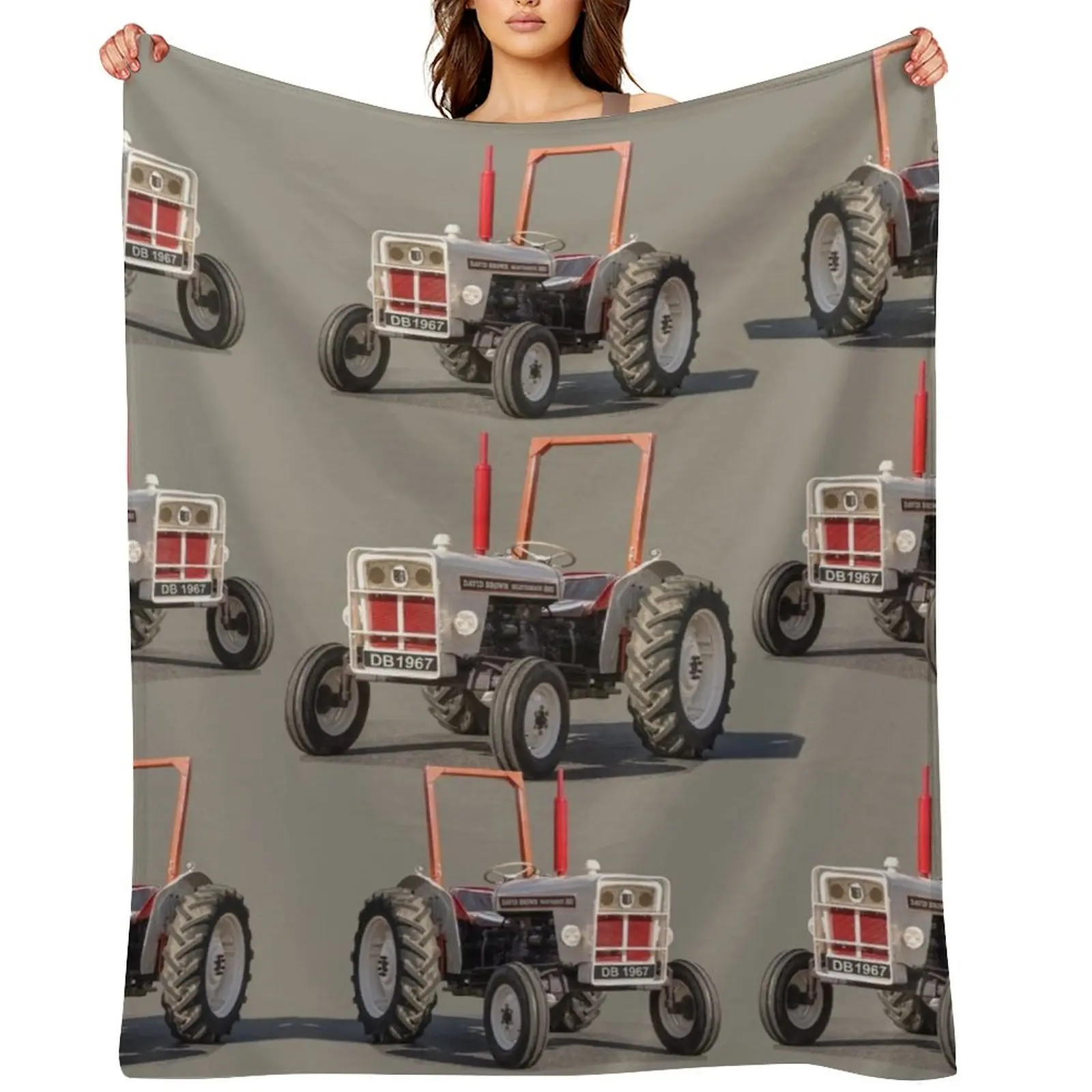 

White vintage tractor Throw Blanket Large Bed Fashionable Travel Kid'S Blankets