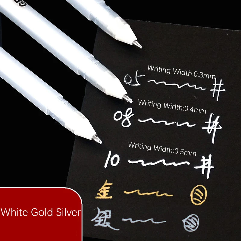 Sakura White Gold Silver Gelly Roll Classic Highlight Pen Gel Ink Pens 05/08/10 Bright Art Painting Pen White Line Pens