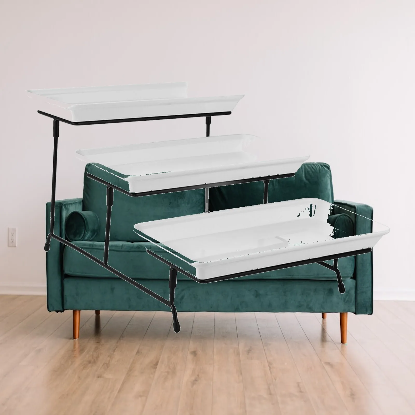 Plateau à 3 niveaux en acier au carbone durable, support décoratif pour fruits, grand plateau de table pour servir des collations et présenter lors d'événements