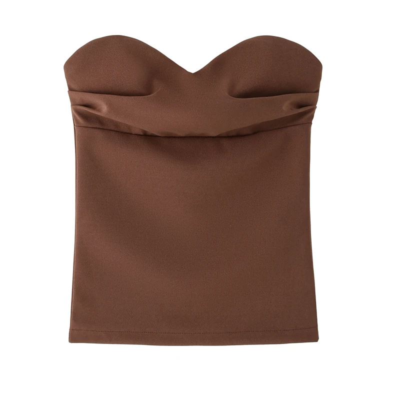 HXAO Women's Corset Crop Top Woman Summer Strapless Black Tube Top Ruched Backelss Sexy Solid Tops Off Shoulder Bustier 088