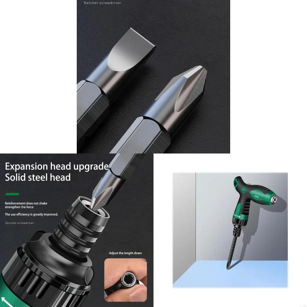 L9BE Telescopic Slotted Screwdriver Set Extension Double Head T Handle Ratchet Wrench Socket Repair Hand Tools
