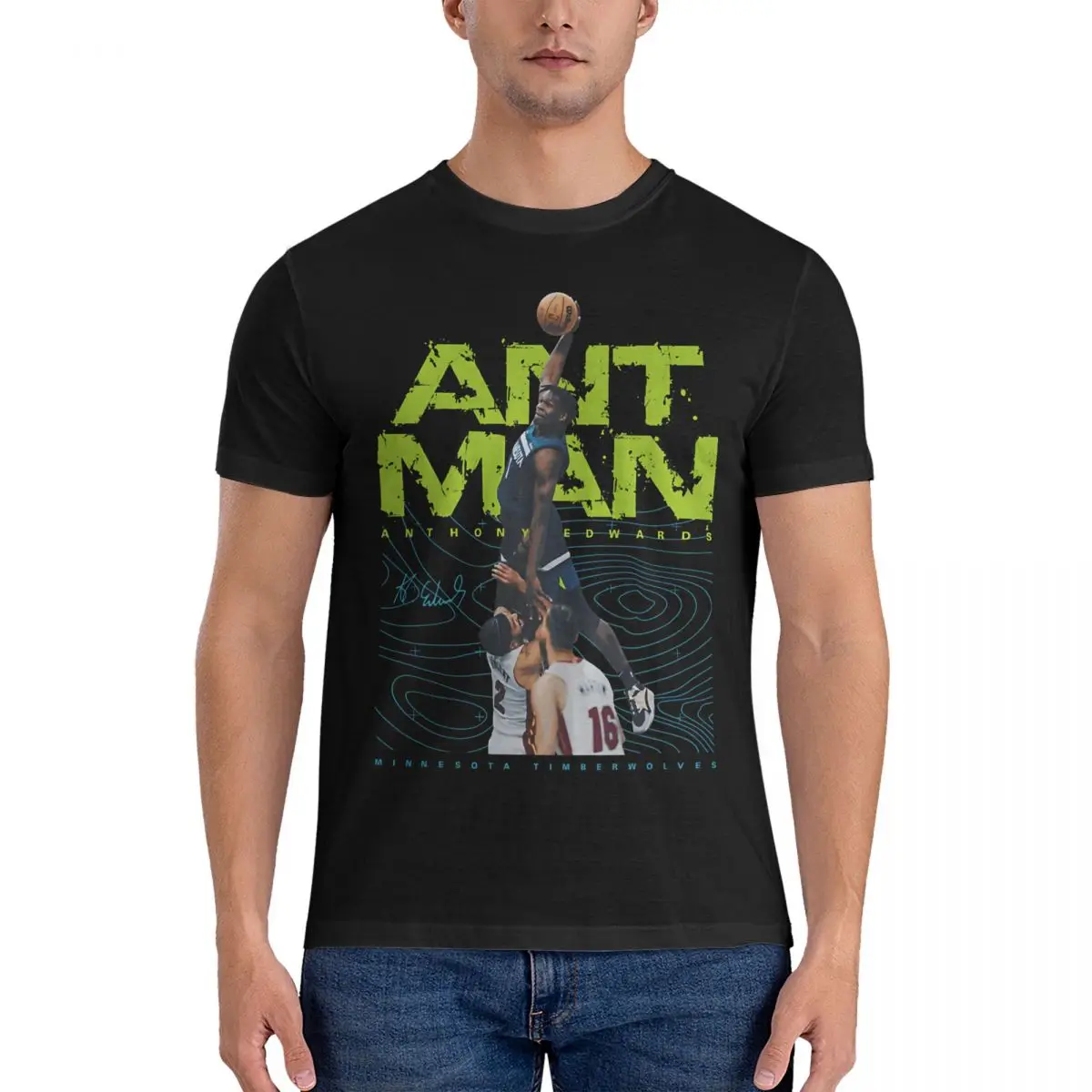 Men's T-Shirts Dunk Unique 100% Cotton Tee Shirt Short Sleeve Anthony Edwards T Shirt Round Collar Clothing Summer