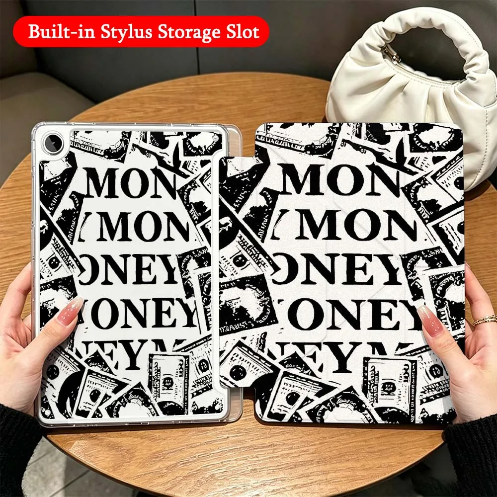 

Dollar Banknotes Money Case For Samsung Galaxy Tab A9 A8 A11 S6 S7 S8 S9 S10 FE Plus Lite Transparent Y-Shaped Folding Tablet