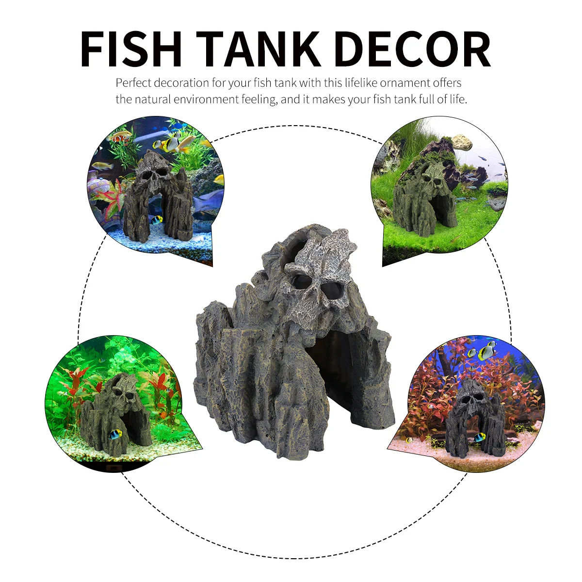 

Aquarium Ornament Resin Fish Tank Decoration Mountain Hiding Cave Fish Shelter Natural Landscape Aquatic Ornament
