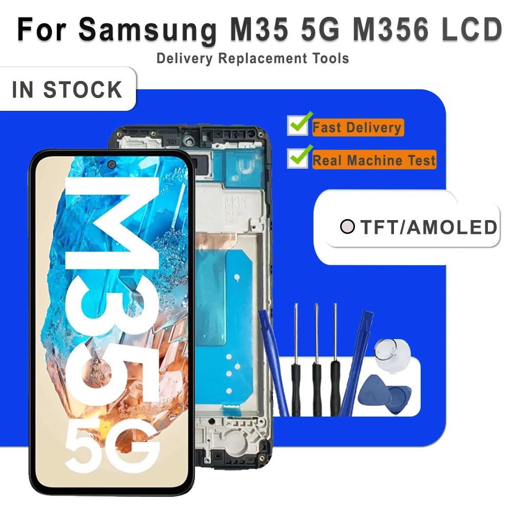Super AMOLED For Samsung Galaxy M35 5G LCD Touch Screen Digitizer Assembly Replacement For Samsung M35 M356B SM-M356B/DS Display