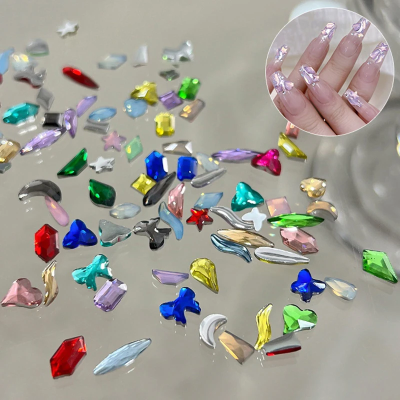 100 pçs arte do prego mini strass de vidro cores misturadas flatback encantos jóias para brilho prego 3d diy artesanato