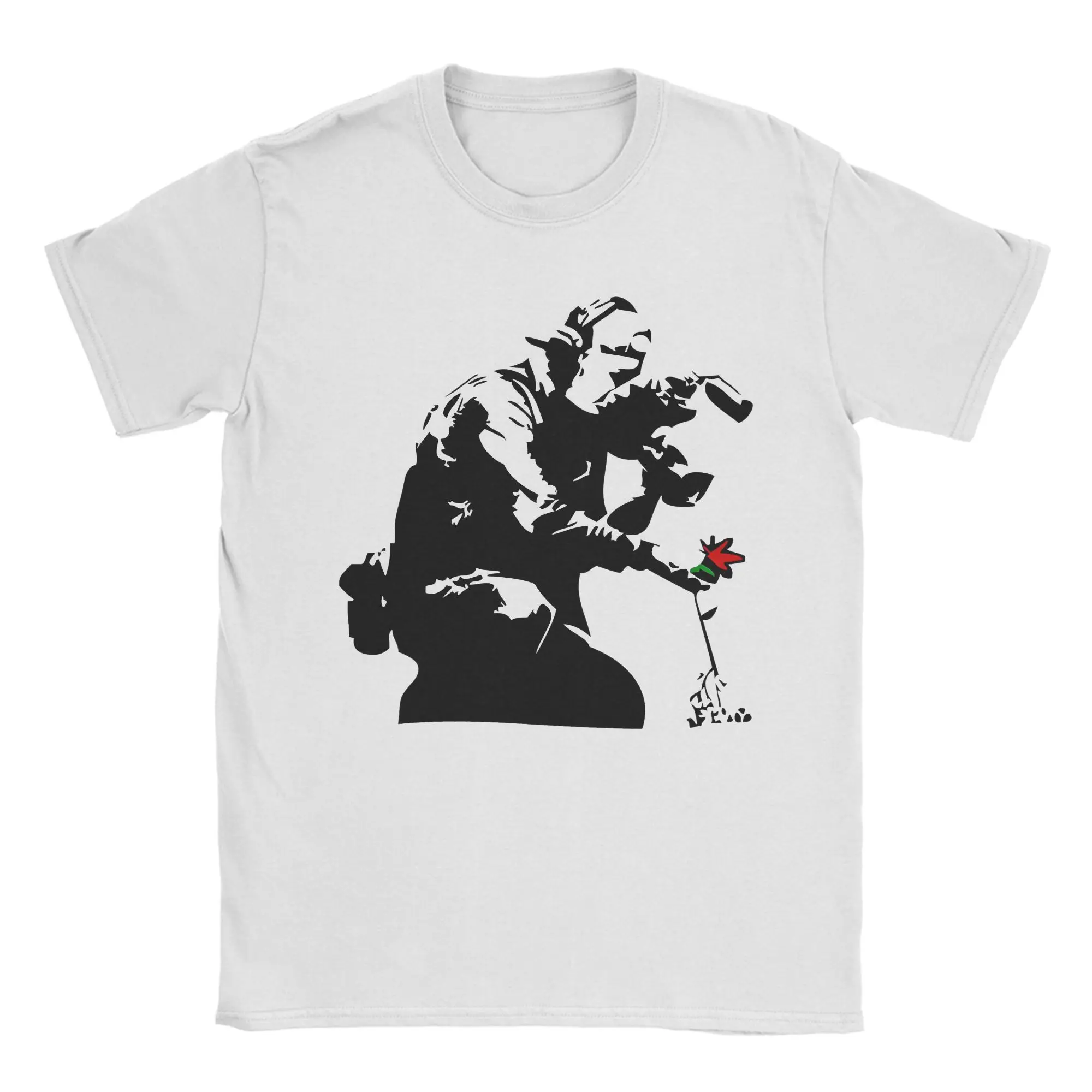 Banksy Flower Photographer Tshirt Unisex 100%Cotton Tops Funny  O-neck Short Sleeve