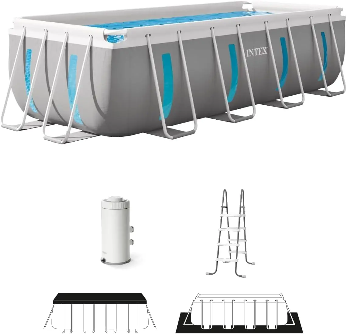 26769EH 13ft X 6.5ft x 48in Prism Frame Clearview Rectangular Above Ground Swimming Pool Set