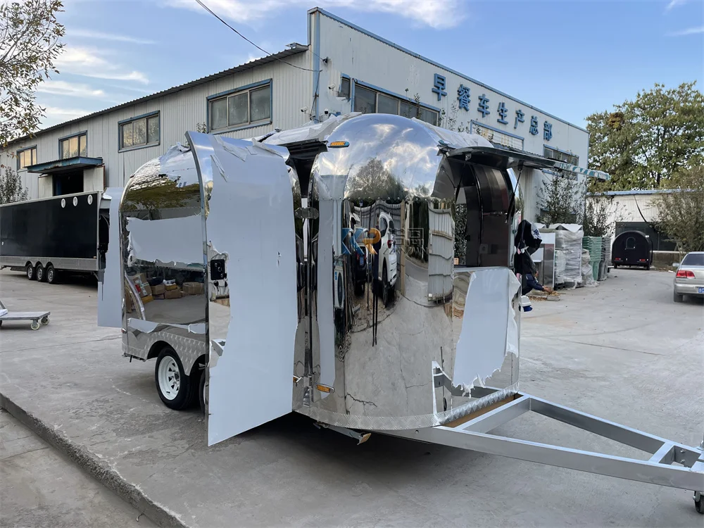 รถเทรลเลอร์รถเทรลเลอร์รถเทรลเลอร์รถเทรลเลอร์รถเข็นกาแฟเคลื่อนที่พร้อมอุปกรณ์จัดเลี้ยงอาหาร