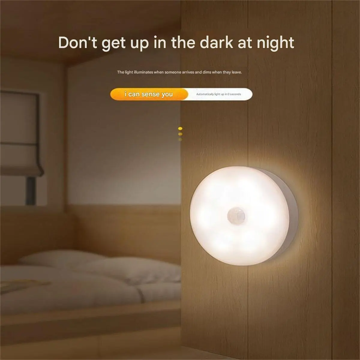 1 Modern minimalist round LED smart human body induction rechargeable handheld portable magnetic night light for dormitories and