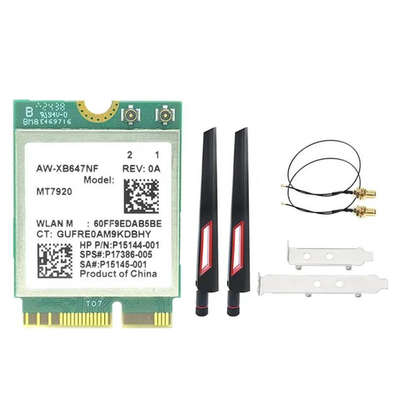 

AED7-MT7920 1800 Мбит/с WIFI6 карта Bluetooth5.2 2.4G/5.8G M.2 NGFF беспроводной Wi-Fi адаптер + комплект антенн 10DB для Win10/Win11